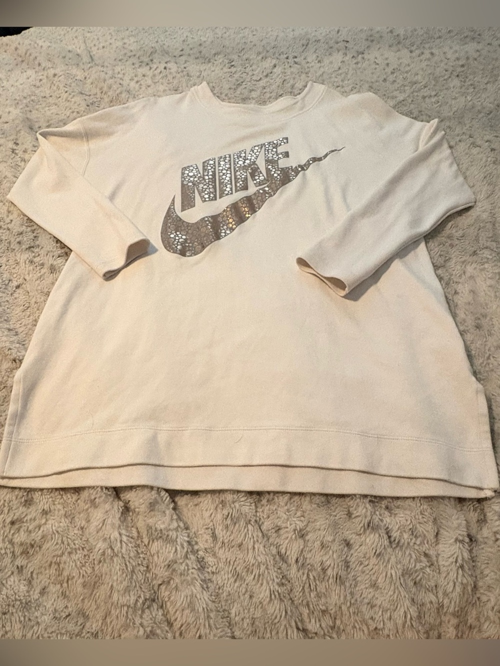 Nike Cream Sweatshirt with Silver Logo